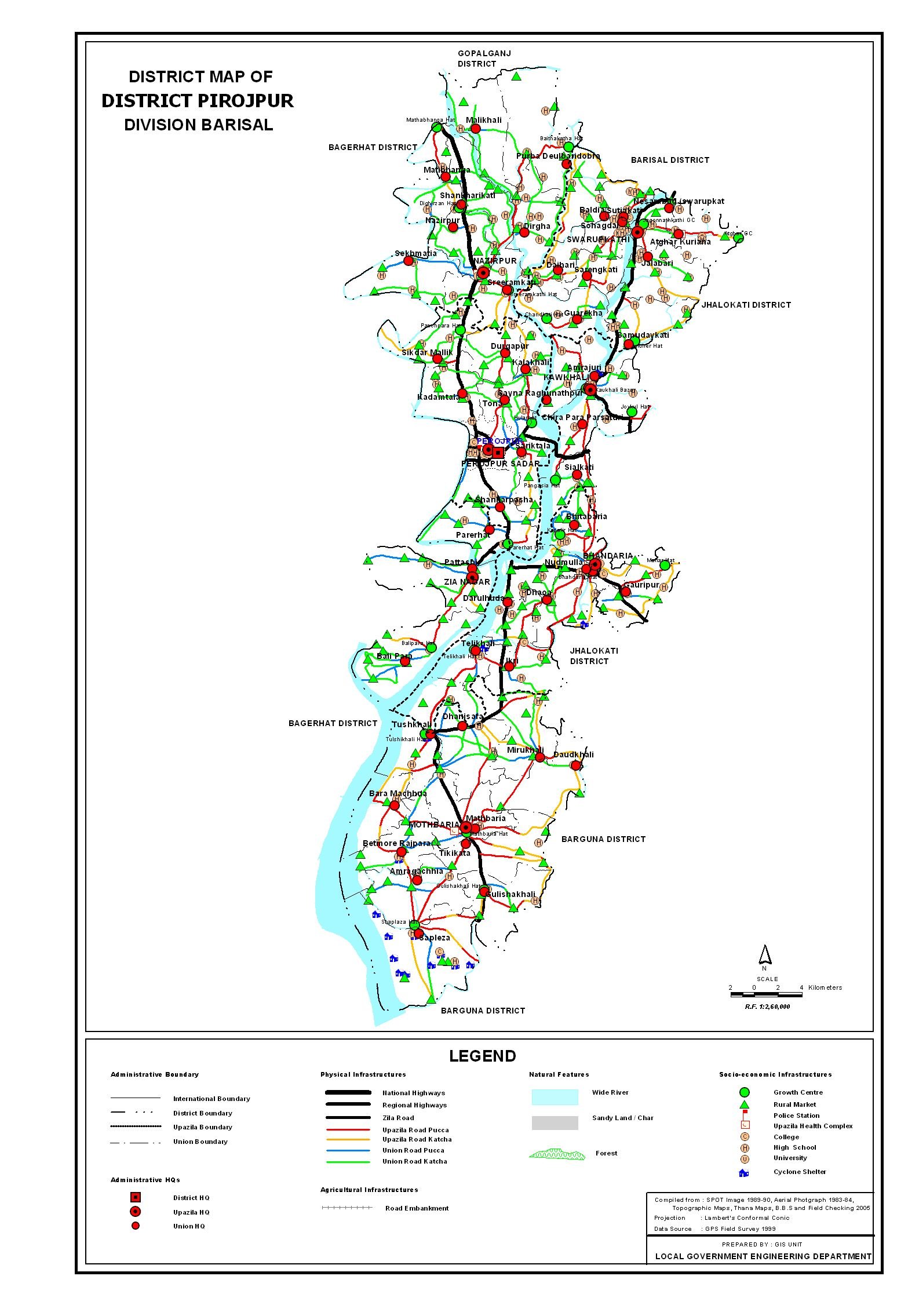 পিরোজপুর জেলার মানচিত্র